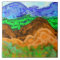 Tile with layered pattern evoking hills