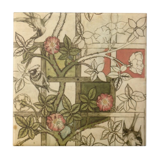 Tile with Trellis design by William Morris (Front)