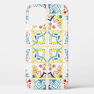 Tiled background with oriental ornaments. Watercol iPhone 12 Case