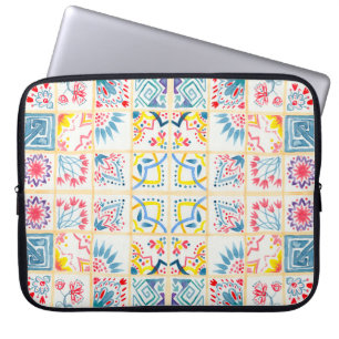 Tiled background with oriental ornaments. Watercol Laptop Sleeve