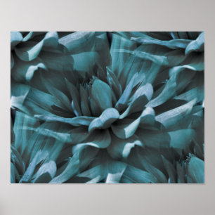 Tiled Blue Dahlia Floral Print