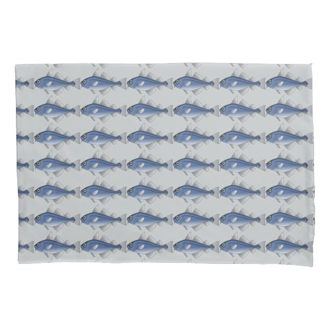 Tiled Blue Fish Pillowcase (Front)