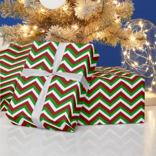 Tiled Christmas chevron pattern red white green Wrapping Paper