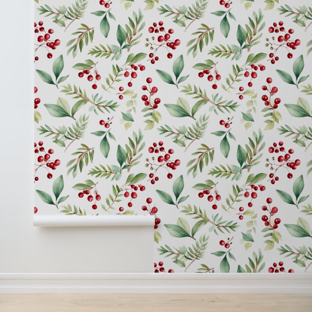 Tiled Christmas Holly pattern  Wallpaper (Application)