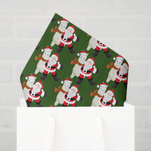 Tiled Christmas Santa llama party tissue Paper