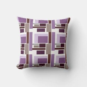 Tiled Colour Block Reversible Plum Stripe Pillow