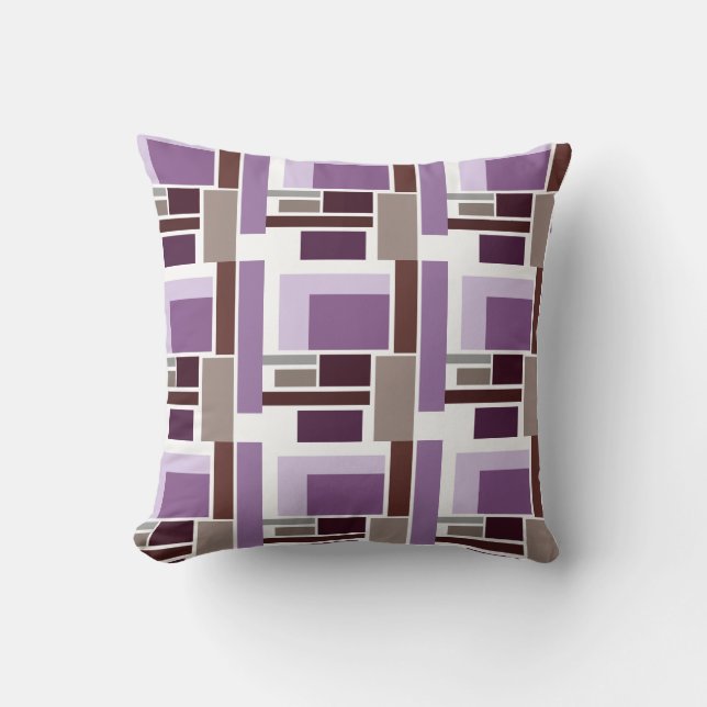 Tiled Colour Block Reversible Plum Stripe Pillow (Front)
