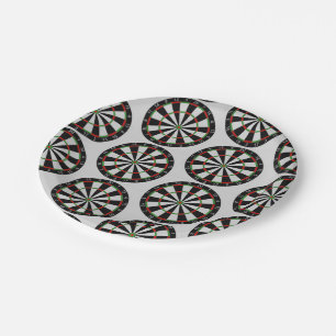 Tiled Darts Target Pattern Paper Plate