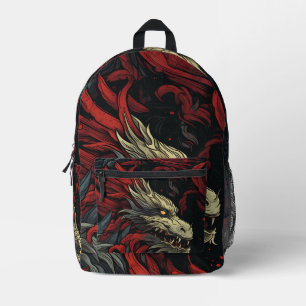 Tiled Dragon Pattern Printed Backpack