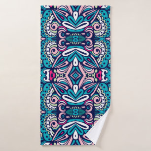 Tiled ethnic pattern. Abstract geometric mosaic vi Bath Towel