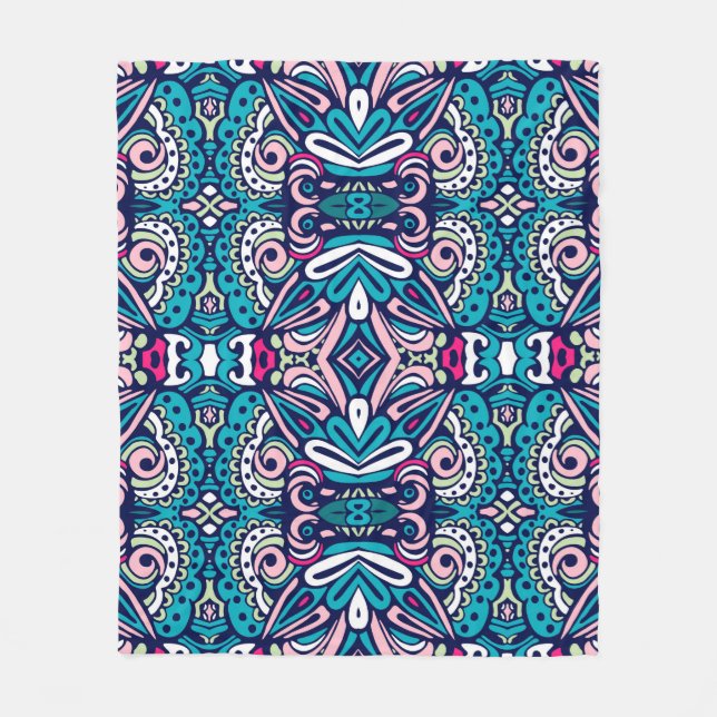 Tiled ethnic pattern. Abstract geometric mosaic vi Fleece Blanket (Front)