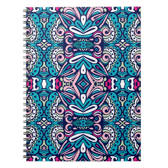Tiled ethnic pattern. Abstract geometric mosaic vi Notebook (Front)