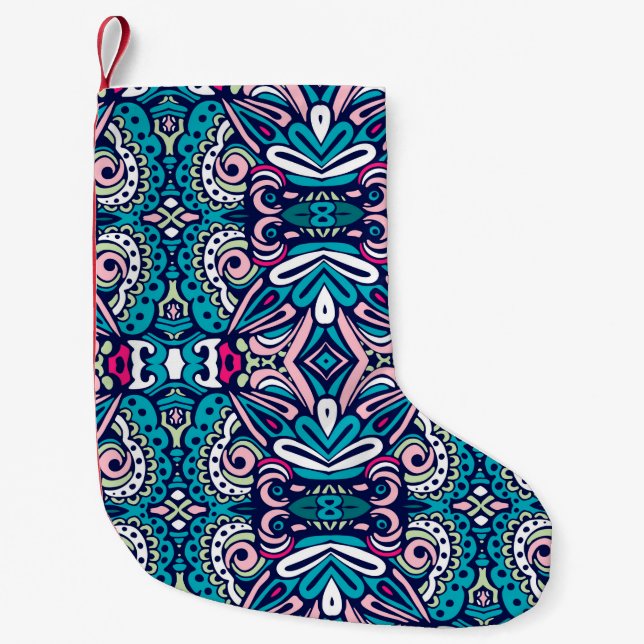 Tiled ethnic pattern. Abstract geometric mosaic vi Small Christmas Stocking (Front)