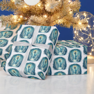 Tiled Festive Christmas lighthouse Wrapping Paper