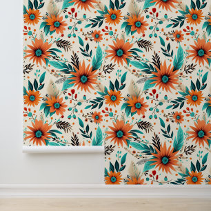 Tiled floral pattern flower wallpaper