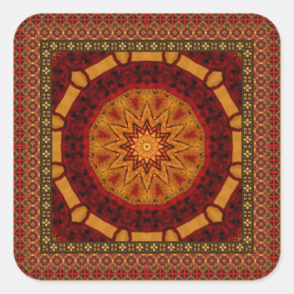 Tiled Frame With Golden Mandala Square Sticker