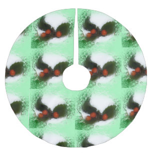 Tiled Frosty Green Holly Brushed Polyester Tree Skirt