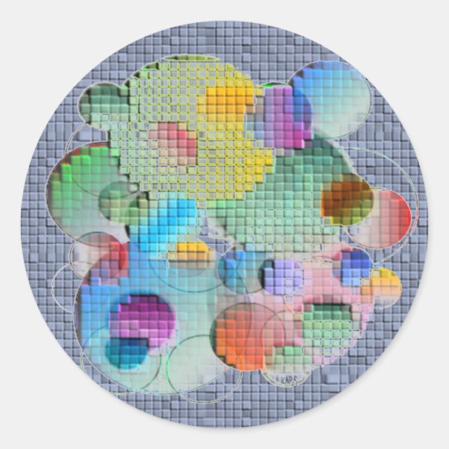 Tiled Geometric Circles Classic Round Sticker (Front)