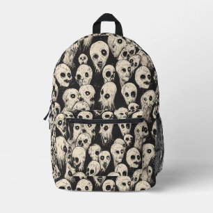 Tiled Ghost Face Pattern Printed Backpack
