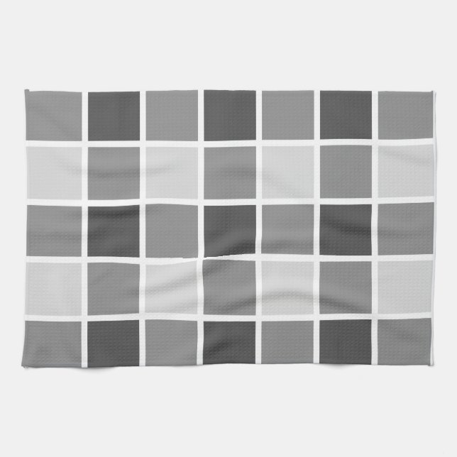 Tiled Grey Pattern Tea Towel (Horizontal)