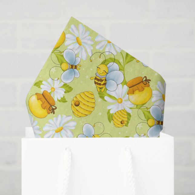 Tiled honey bee pattern party tissue paper (Gift Bag)