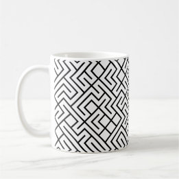 Tiled Lines 10 PRINT Generative (Black on White) Coffee Mug