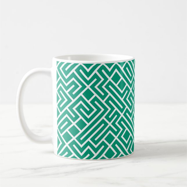 Tiled Lines 10 PRINT Generative (Emerald Fill) Coffee Mug (Left)