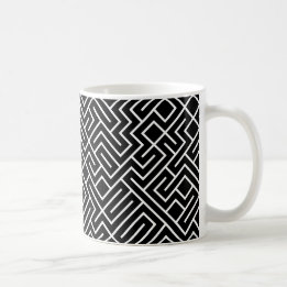 Tiled Lines 10 PRINT Generative (White on Black) Coffee Mug