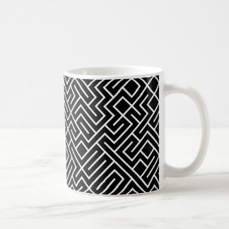 Tiled Lines 10 PRINT Generative (White on Black) Coffee Mug