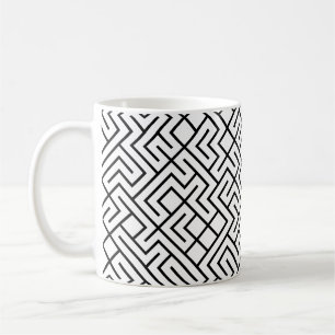 Tiled Lines Generative (Black on White) Unique Coffee Mug