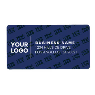 Tiled Logo Pattern Modern Navy Blue Return Address