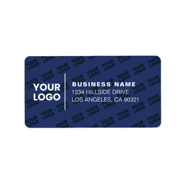 Tiled Logo Pattern Modern Navy Blue Return Address Label (Front)