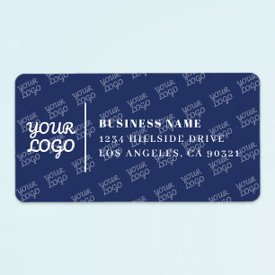 Tiled Logo Pattern Modern Navy Blue Return Address Label