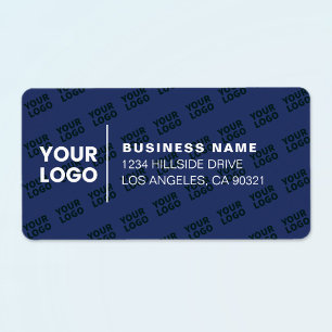 Tiled Logo Pattern Modern Navy Blue Return Address Label