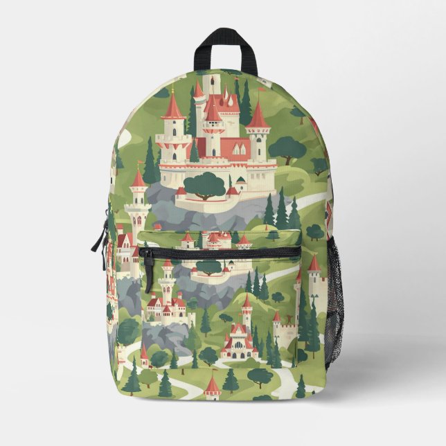 Tiled Mediaeval Castle Pattern Printed Backpack (Front)