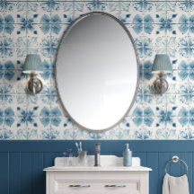 Tiled Ocean Bloom - Teal, White - Coastal