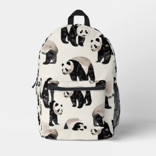 Tiled Panda Pattern Printed Backpack