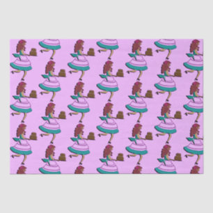 Tiled Pattern of Vintage-like Cake Lady in Dress Tissue Paper