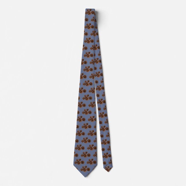 Tiled Pine Cone Cluster Photo on Blue Background Tie (Front)