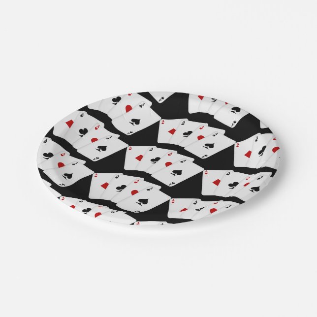 Tiled playing card aces party paper plate (Angled)