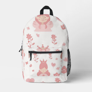 Tiled Princess Pattern Printed Backpack