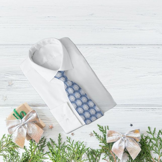 Tiled Rose-Like Paper Snowflake on Blue Gradient  Tie (Creator Uploaded)