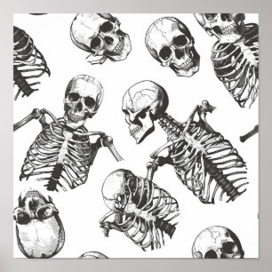 Tiled Skeleton Pattern Poster