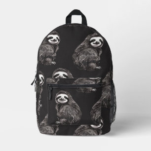 Tiled Sloth Pattern Printed Backpack