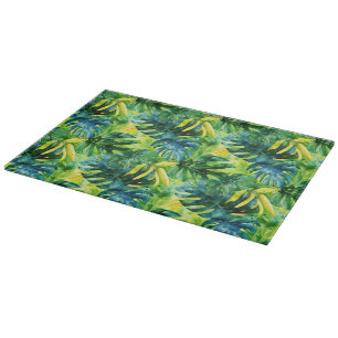 Tiled Tropical leaf beach house pattern Cutting Board