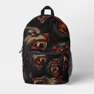 Tiled Werewolf Pattern Printed Backpack