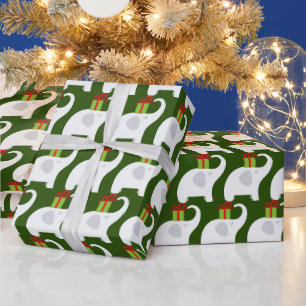 tiled white elephant party Christmas Wrapping Paper