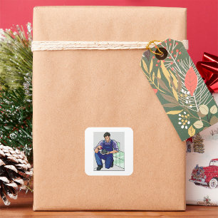 Tiler At Work Square Sticker