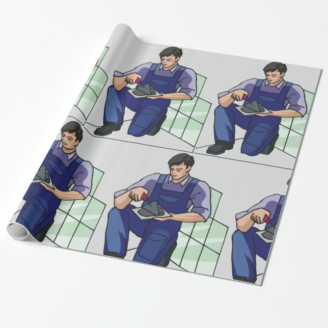 Tiler At Work Wrapping Paper (Unrolled)