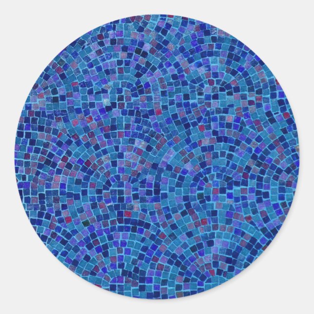 tiles blue classic round sticker (Front)